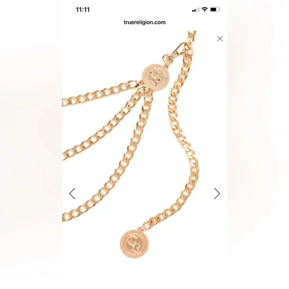 True Religion 3 Tier Gold Chain Belt - Picture 3 of 11
